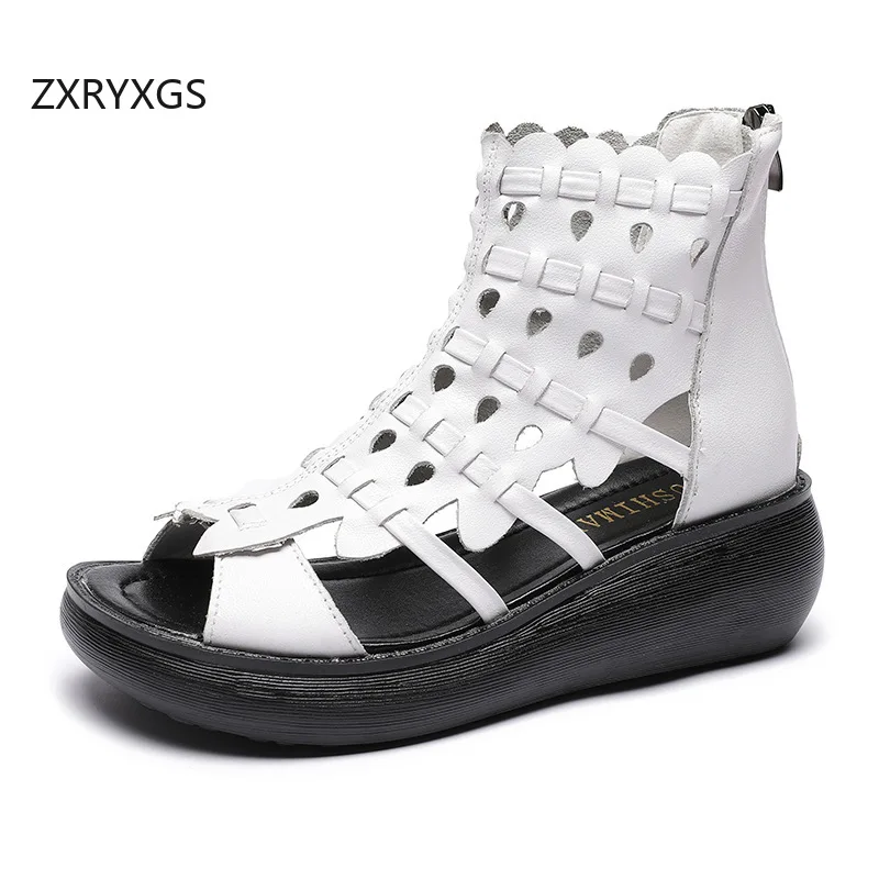 ZXRYXGS 2025 Summer Fish Mouth New Breathable Retro Genuine Leather Sandals Flat Wedge Mid Heel Comfortable Cool Boots for Women
ZXRYXGS 2025 Summer Fish Mouth New Breathable Retro Genuine Leather Sandals Flat Wedge Mid Heel Comfortable Cool Boots for Women