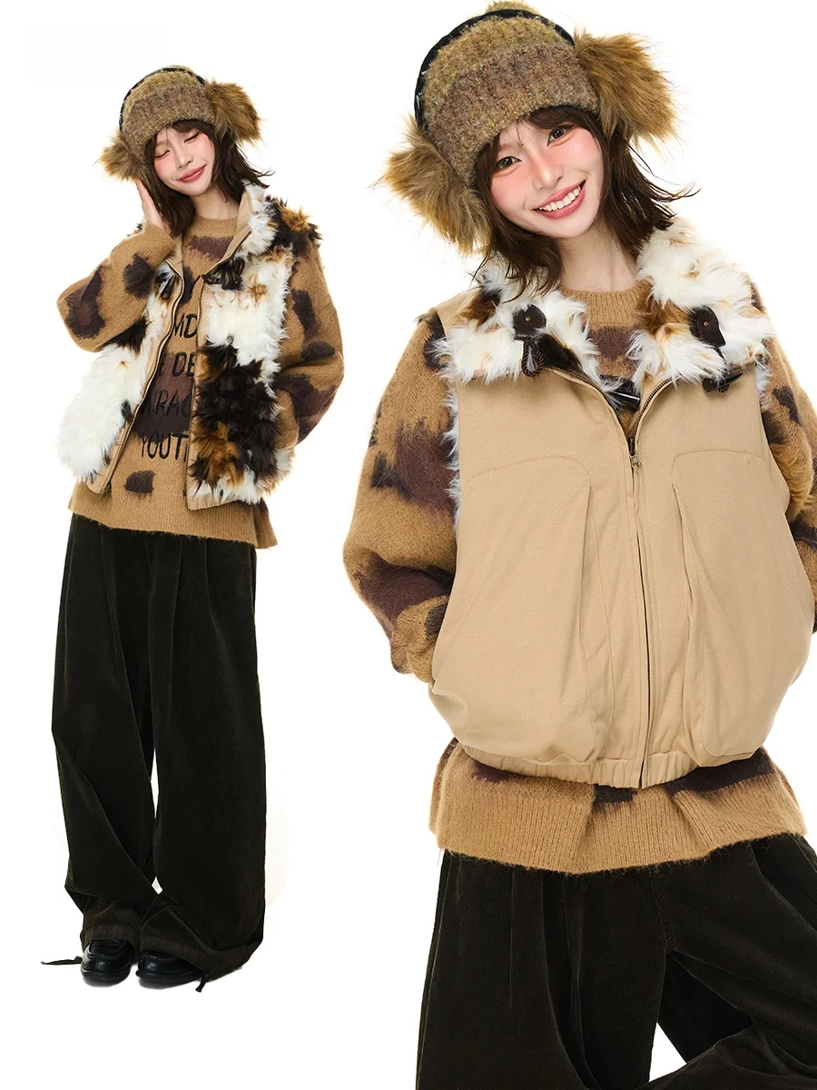 Женская двусторонняя куртка-жилет Sanowers в стиле ретро с узором «корова», свободного кроя, из экологичного искусственного меха и хлопка
Женская двусторонняя куртка-жилет Sanowers в стиле ретро с узором «корова», свободного кроя, из экологичного искусственного меха и хлопка