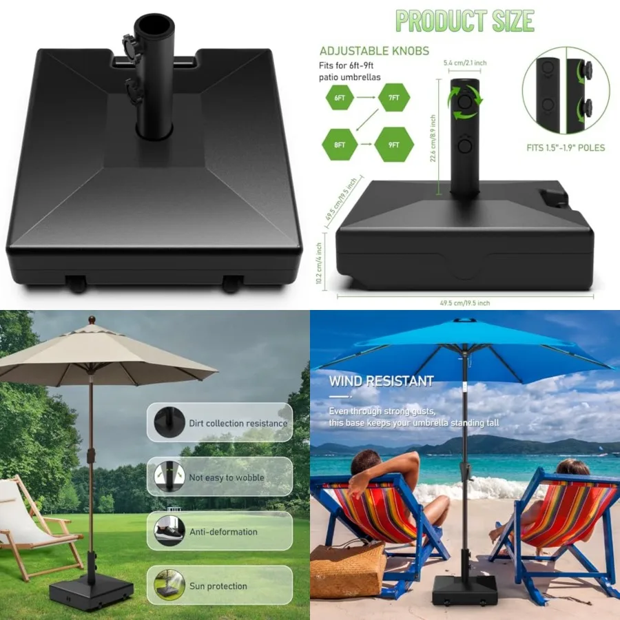 Patio Umbrella Base with Wheels and Handle, 120lbs Heavy Duty Umbrella Stand, Rust-Resistant and Windproof Design, Easy to Move
Patio Umbrella Base with Wheels and Handle, 120lbs Heavy Duty Umbrella Stand, Rust-Resistant and Windproof Design, Easy to Move