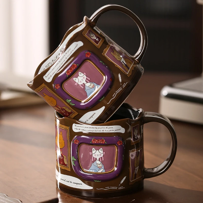 Винтажная керамическая чашка с котом, кофейная чашка, креативная мультяшная рельефная кружка для дома с ложкой, чашка для завтрака, лучший подарок на день рождения для друзей 
Винтажная керамическая чашка с котом, кофейная чашка, креативная мультяшная рельефная кружка для дома с ложкой, чашка для завтрака, лучший подарок на день рождения для друзей