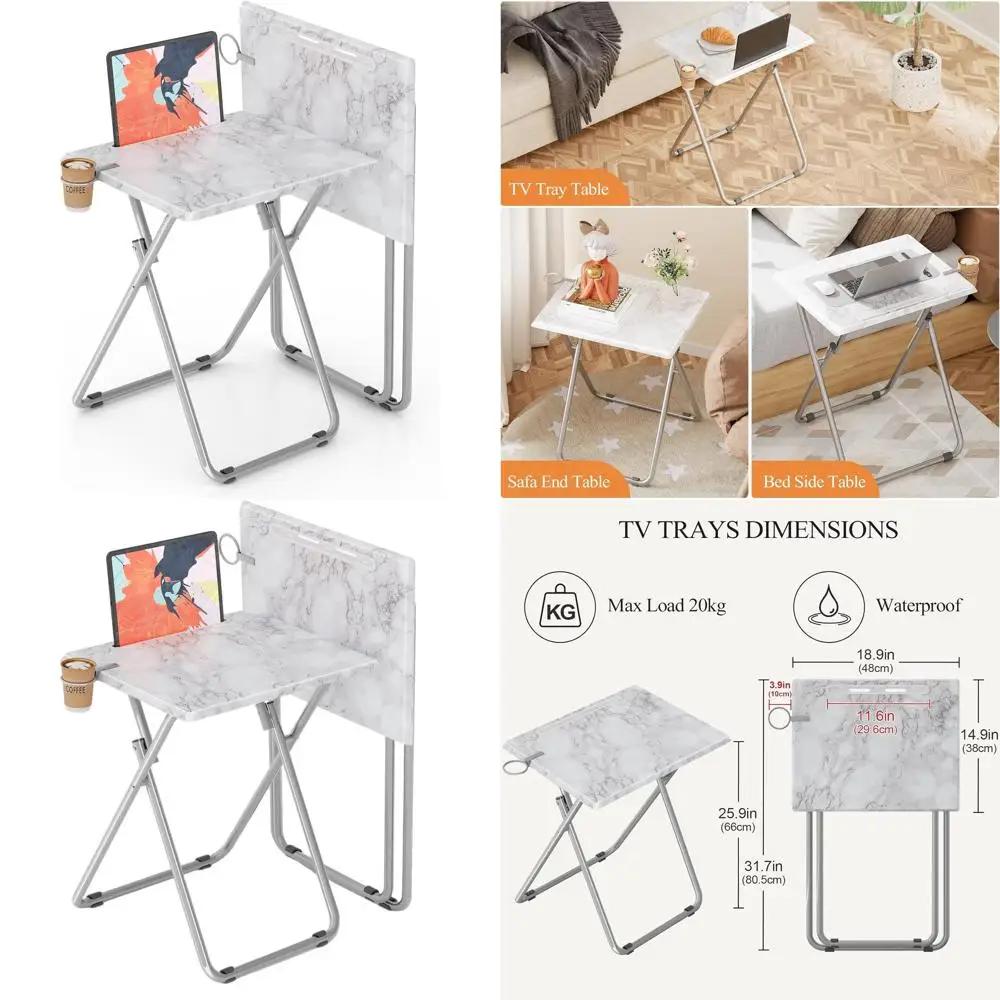 Portable Folding Tray Table with Cup Holder, 2-Piece Set for Dining, Living Room, and Small Spaces (White Marble)
Portable Folding Tray Table with Cup Holder, 2-Piece Set for Dining, Living Room, and Small Spaces (White Marble)