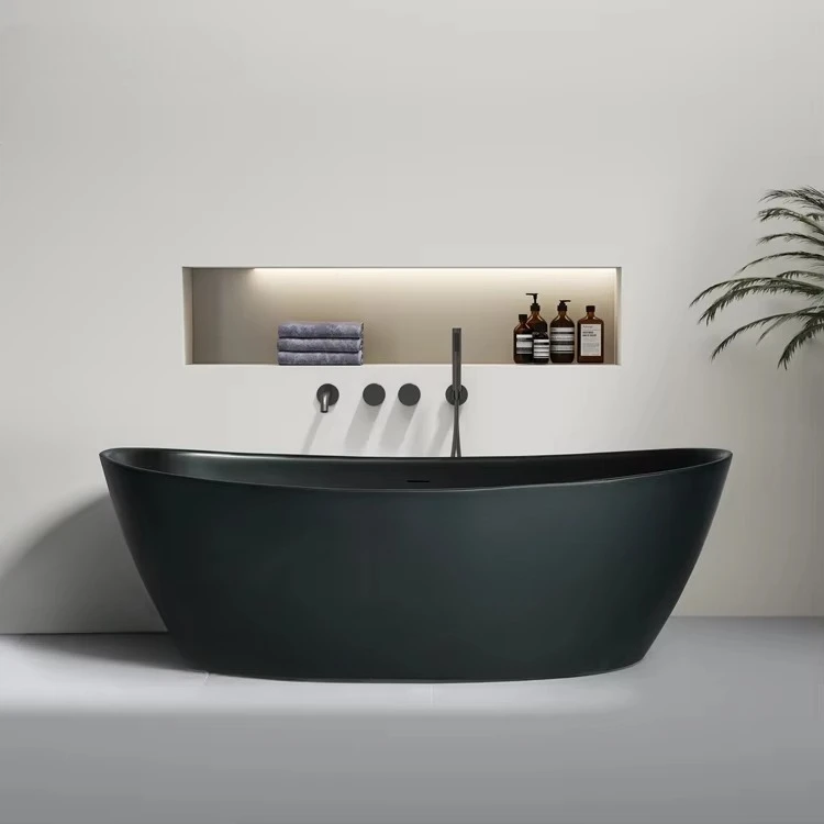 Hot Sale Boat Shape Soaking Bathtub Freestanding Hot Tube in Matte Indoor Acrylic Black Bathtub Foshan Factory Price
Hot Sale Boat Shape Soaking Bathtub Freestanding Hot Tube in Matte Indoor Acrylic Black Bathtub Foshan Factory Price
