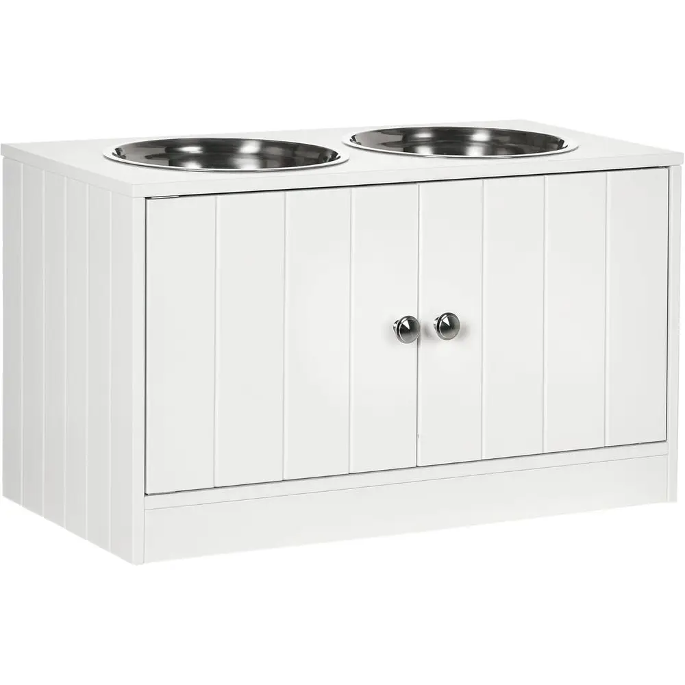 White Elevated Dog Bowl Stand with 44L Storage Cabinet and Feeding Station
White Elevated Dog Bowl Stand with 44L Storage Cabinet and Feeding Station