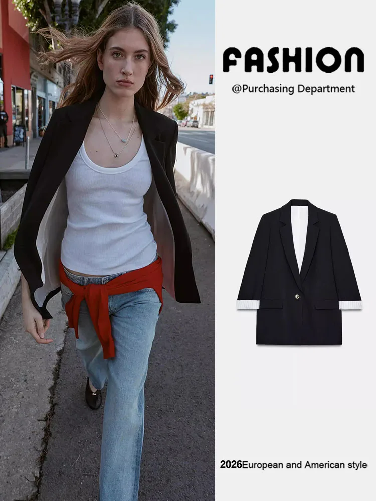 Spring New Arrival Women's Suit Jaet Printed Sve Cuff oulder Pad Turn-down Collar 22558 700 800 Faion Outerwear
Spring New Arrival Women's Suit Jaet Printed Sve Cuff oulder Pad Turn-down Collar 22558 700 800 Faion Outerwear
