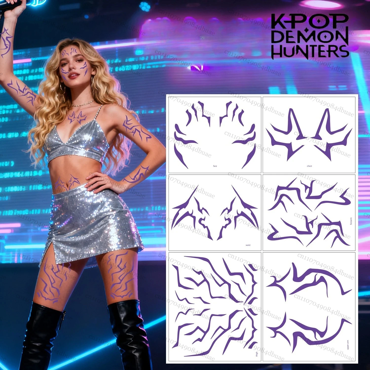 New Kpop Demon Hunters Rumi Temporary Tattoo Stickers 8PCS Waterproof Face Body Art Cosplay Props for Halloween
New Kpop Demon Hunters Rumi Temporary Tattoo Stickers 8PCS Waterproof Face Body Art Cosplay Props for Halloween