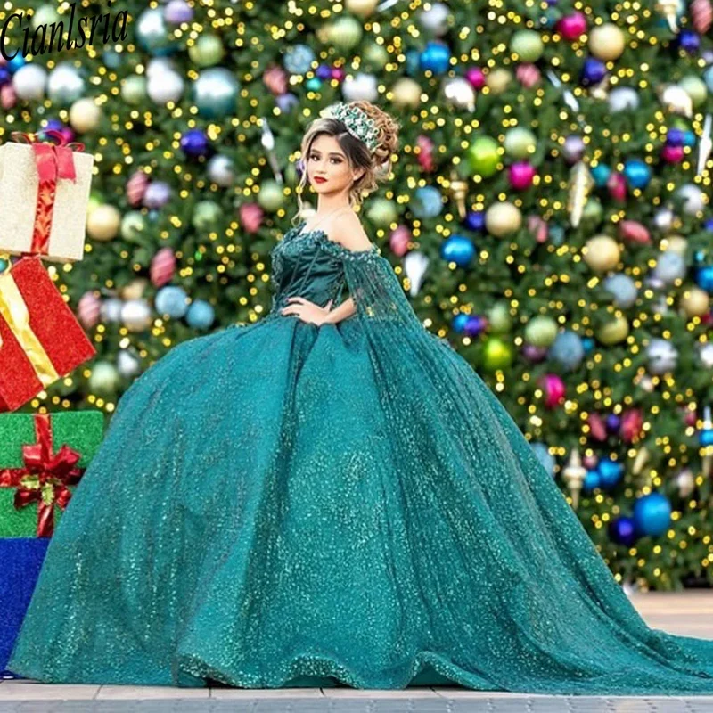 Hunter Green Quinceanera Dress Sequined Appliques Sweep Train Sweet 15 Years Robes De Soiree Customized
Hunter Green Quinceanera Dress Sequined Appliques Sweep Train Sweet 15 Years Robes De Soiree Customized