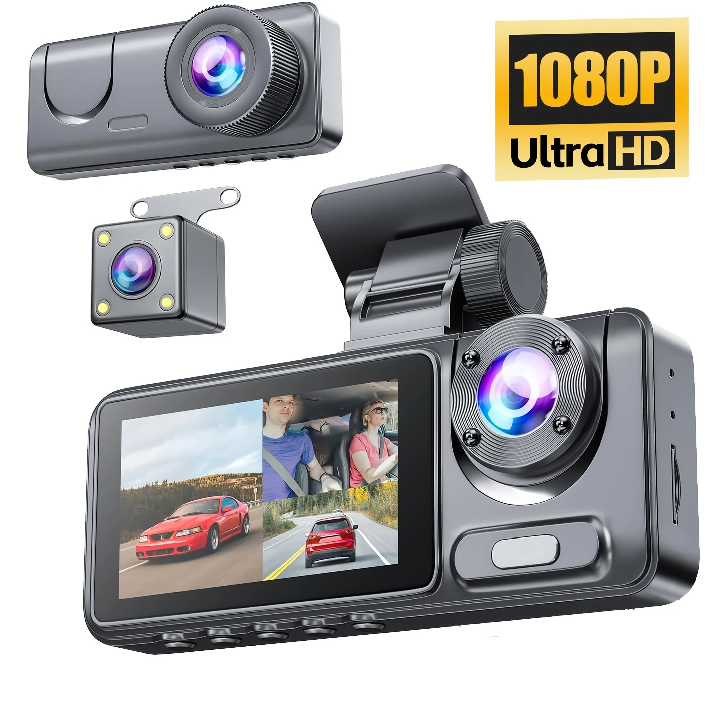 3 Front and Rear Built-In Driving Recorder, 1080P Driving Recorder Infrared Night Vision, Cycle Recording Car Dvr Camera 3 Lenses, with 2inch Ips Screen 3 Cameras Car Driving Recorder, Car Black Box Simultaneous Recording
3 Front and Rear Built-In Driving Recorder, 1080P Driving Recorder Infrared Night Vision, Cycle Recording Car Dvr Camera 3 Lenses, with 2inch Ips Screen 3 Cameras Car Driving Recorder, Car Black Box Simultaneous Recording