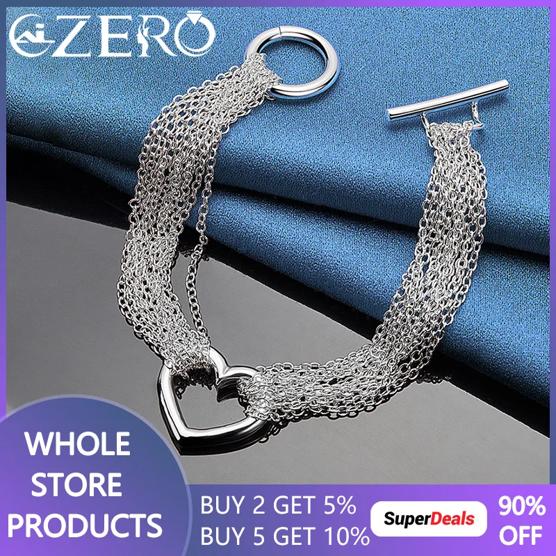 ALIZERO 925 Sterling Silver Multi-Chain Heart Bracelet For Women Fashion Engagement Party Wedding Jewelry Gifts
ALIZERO 925 Sterling Silver Multi-Chain Heart Bracelet For Women Fashion Engagement Party Wedding Jewelry Gifts