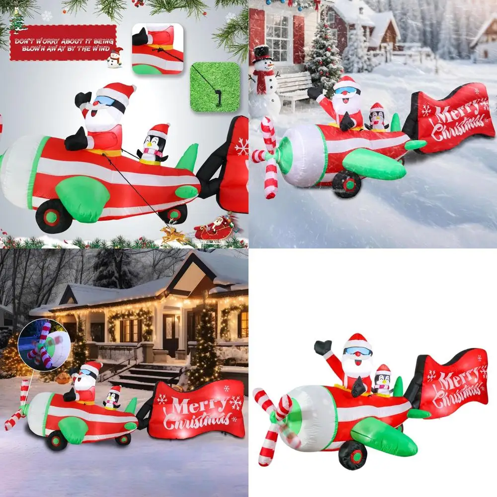 10-Foot Tall Santa & Penguin Helicopter Inflatable with Rotating Blades, LED-lit Outdoor Holiday Decor
10-Foot Tall Santa & Penguin Helicopter Inflatable with Rotating Blades, LED-lit Outdoor Holiday Decor