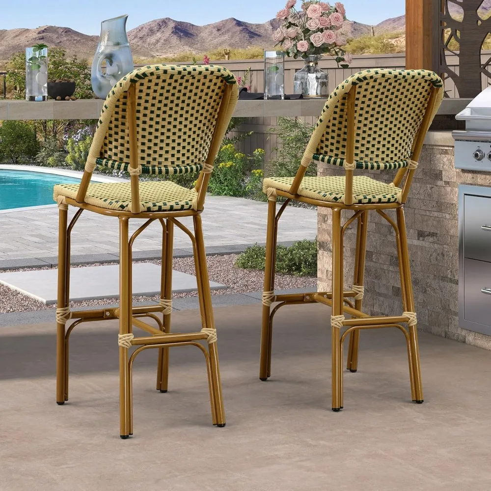French Country Outdoor Bar Stools Set of 2 Patio Wicker 30 Inch High Bar Stool Chairs Metal Rattan Barstools with Er
French Country Outdoor Bar Stools Set of 2 Patio Wicker 30 Inch High Bar Stool Chairs Metal Rattan Barstools with Er