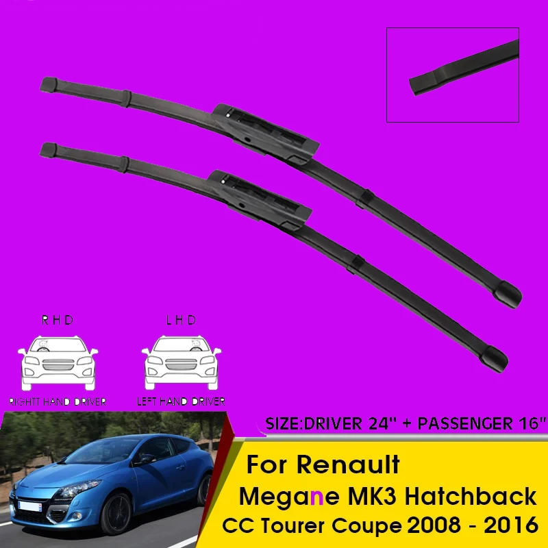 Car Wiper Blades For Renault Megane MK3 Hatchback CC Tourer Coupe 2008-2016 Windshield Windscreen Front Window Blades 24"+16"
Car Wiper Blades For Renault Megane MK3 Hatchback CC Tourer Coupe 2008-2016 Windshield Windscreen Front Window Blades 24"+16"