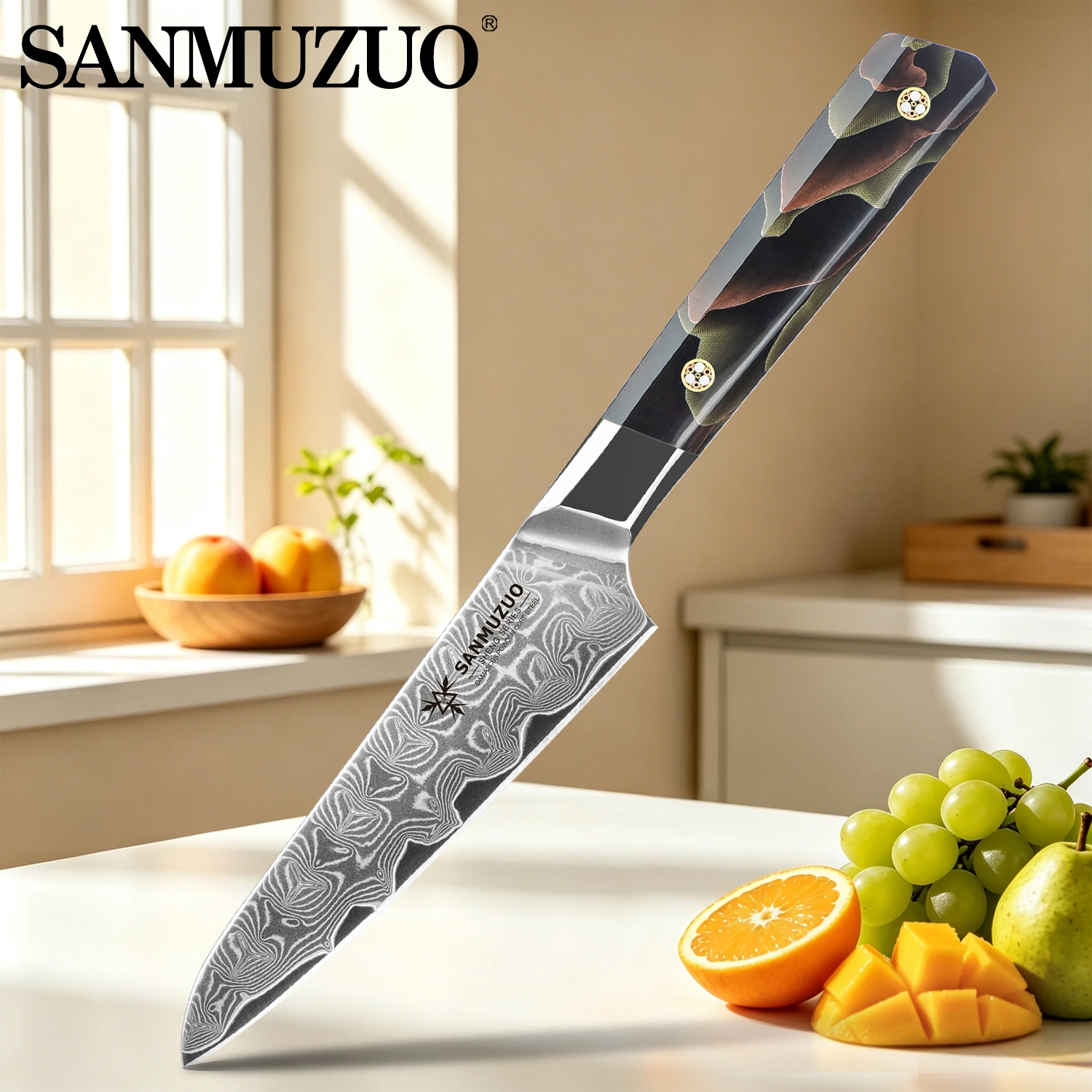 SANMUZUO 5 Inch Utility Kitchen Knife - BI Series Damascus Steel Kitchen Knife - 101 Layer Sharp Blade - Resin Handle
SANMUZUO 5 Inch Utility Kitchen Knife - BI Series Damascus Steel Kitchen Knife - 101 Layer Sharp Blade - Resin Handle