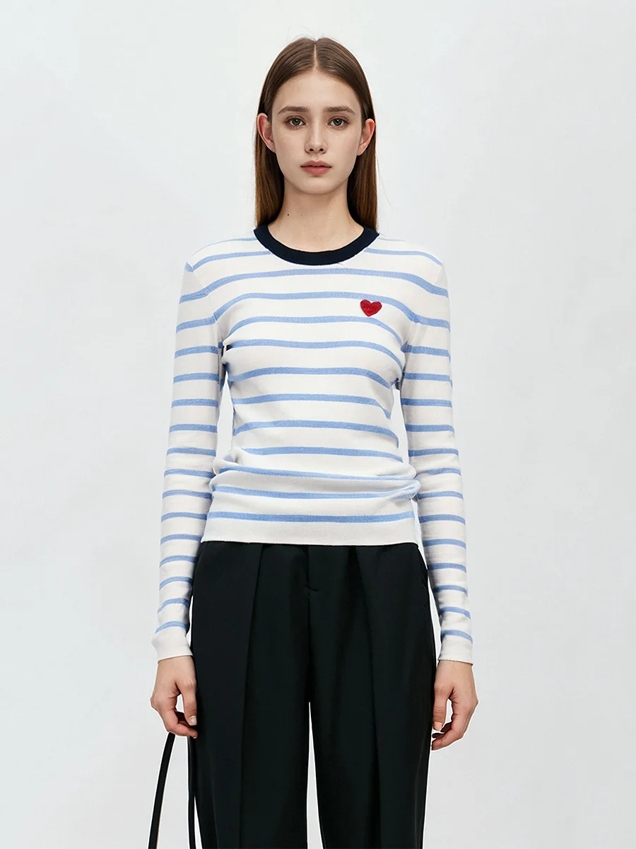 HUAAPPUW Nautical Striped Long Sleeve Knitted Shirt round Neck Heart Embroidery Slim Fit Spring New Style Women's T-shirt
HUAAPPUW Nautical Striped Long Sleeve Knitted Shirt round Neck Heart Embroidery Slim Fit Spring New Style Women's T-shirt
