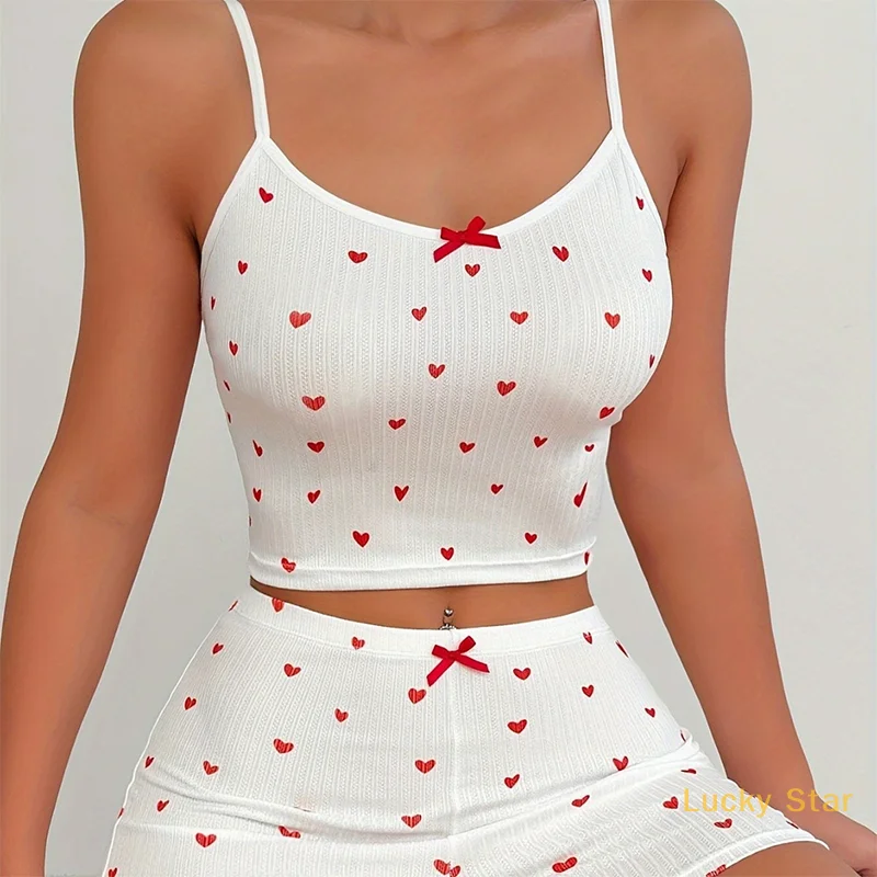 Heart Shaped Printed Butterfly Bow Suspender Casual Female Two-Piece Set Ladies' Pajama Set
Heart Shaped Printed Butterfly Bow Suspender Casual Female Two-Piece Set Ladies' Pajama Set