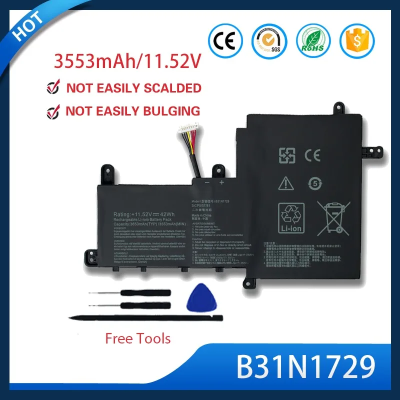 B31N1729 Battery For Asus VivoBook S5300F S5300U S4300U X530FN 11.52V 42Wh 3653mAh
B31N1729 Battery For Asus VivoBook S5300F S5300U S4300U X530FN 11.52V 42Wh 3653mAh