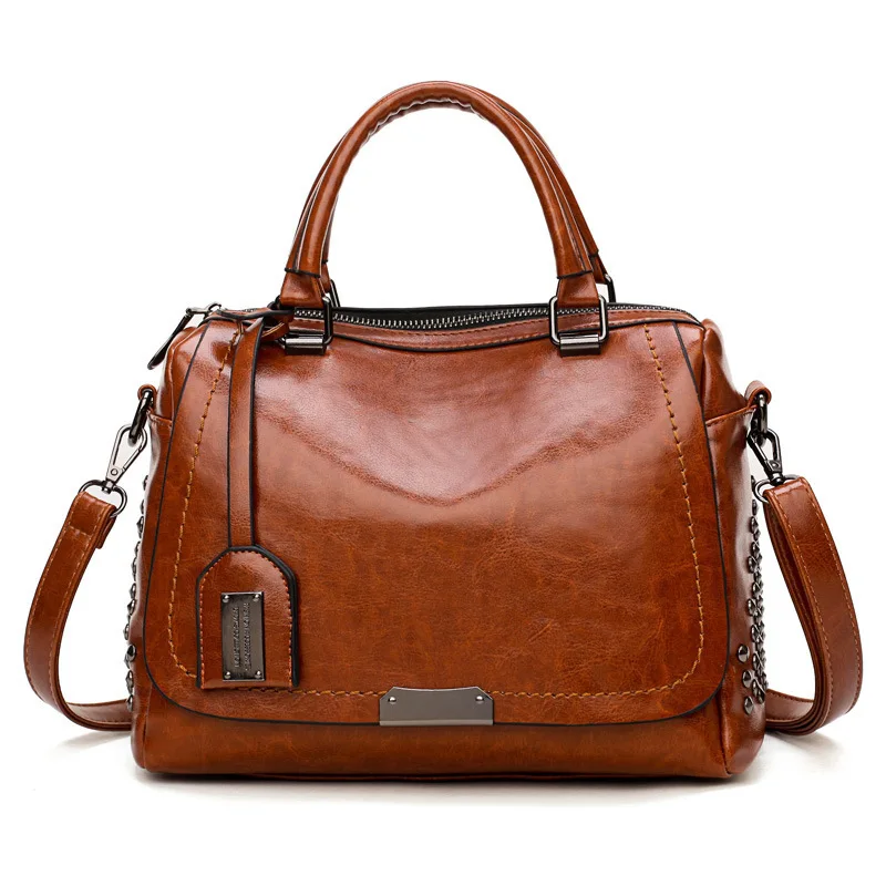Women's Handbag, Oil Skin Rivet, Crossbody Bag, Shoulder Bag Bags Fashionable and Versatile Simplicity Taste Temperament
Women's Handbag, Oil Skin Rivet, Crossbody Bag, Shoulder Bag Bags Fashionable and Versatile Simplicity Taste Temperament