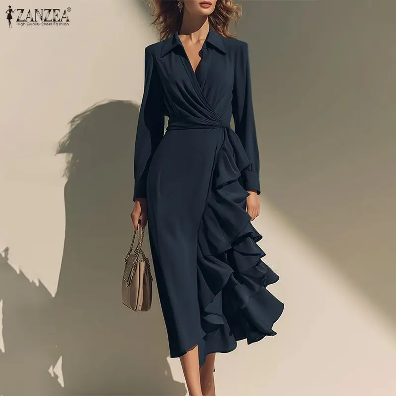 ZANZEA Women Fashion Dresses Elegant Casual Long Sleeve Ruffled Midi Sundress 2026 Spring Solid Party Streetwear Vestidos Robe
ZANZEA Women Fashion Dresses Elegant Casual Long Sleeve Ruffled Midi Sundress 2026 Spring Solid Party Streetwear Vestidos Robe