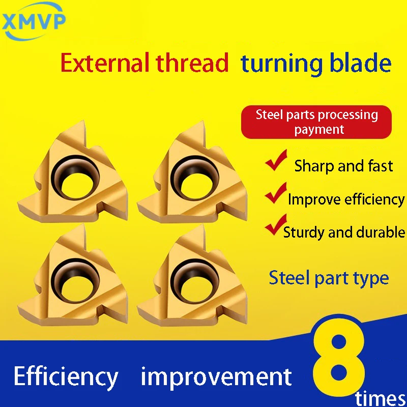 XMVP CNC lathe external thread inserts, steel parts, tool heads, tool sizes, pitch universal type 16ER AG60 16ER 1.0ISO 16ER-11W
XMVP CNC lathe external thread inserts, steel parts, tool heads, tool sizes, pitch universal type 16ER AG60 16ER 1.0ISO 16ER-11W