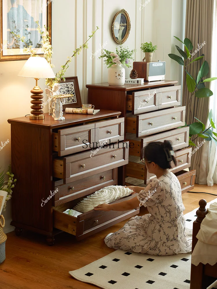 American retro all-solid wood five-six chest, simple bedroom storage, living room storage FT
American retro all-solid wood five-six chest, simple bedroom storage, living room storage FT