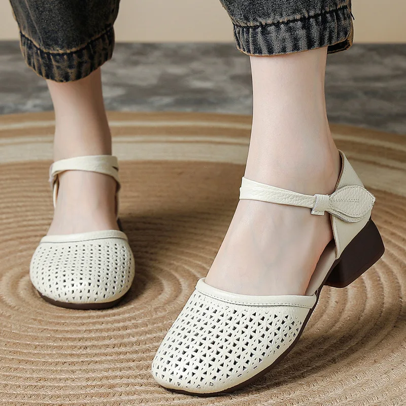 New real leather cutout sandals women low heels comfy closed toe vintage mary jane shoes woman non slip square heel sandal mom
New real leather cutout sandals women low heels comfy closed toe vintage mary jane shoes woman non slip square heel sandal mom
