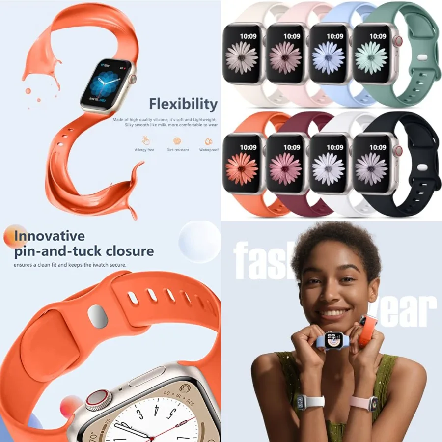 DaQin 8 Pack Sport Bands for Apple Watch Band Women 40mm 41mm 42mm 44mm 45mm 46mm 38mm 49mm, Soft Silicone Waterproof Wristband
DaQin 8 Pack Sport Bands for Apple Watch Band Women 40mm 41mm 42mm 44mm 45mm 46mm 38mm 49mm, Soft Silicone Waterproof Wristband