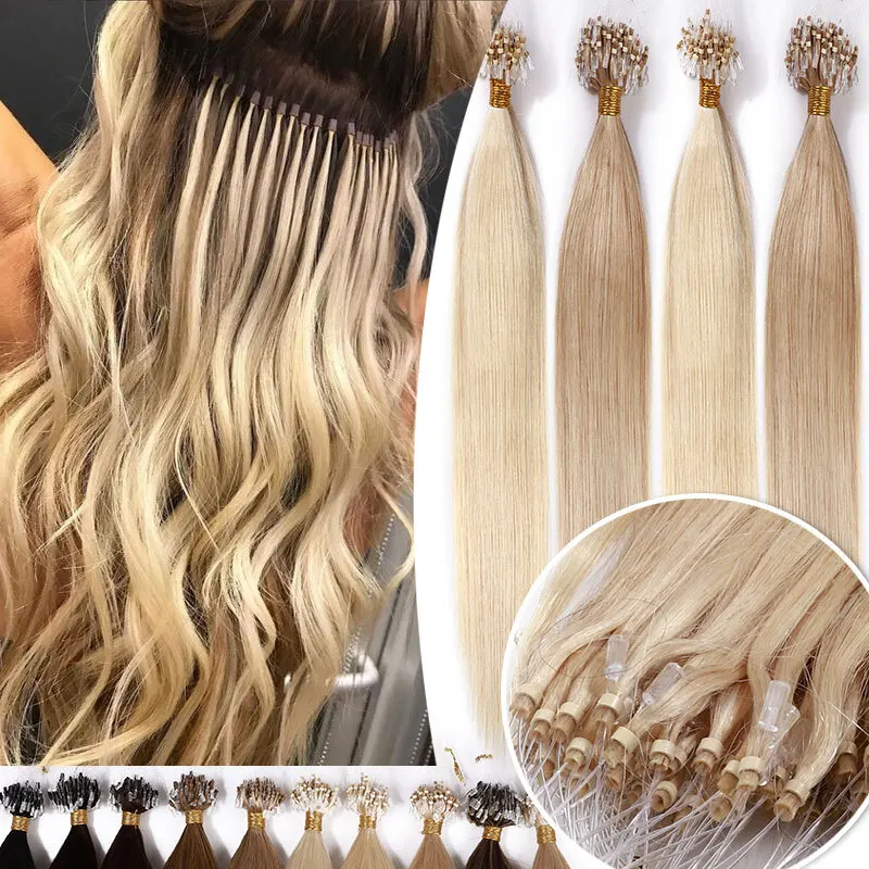 100% Human Hair Micro Loop Ring Hair Extensions Straight Weft Pre-attached Rings With Small Tubes For Easy DIY Colors 1B/4/613
100% Human Hair Micro Loop Ring Hair Extensions Straight Weft Pre-attached Rings With Small Tubes For Easy DIY Colors 1B/4/613