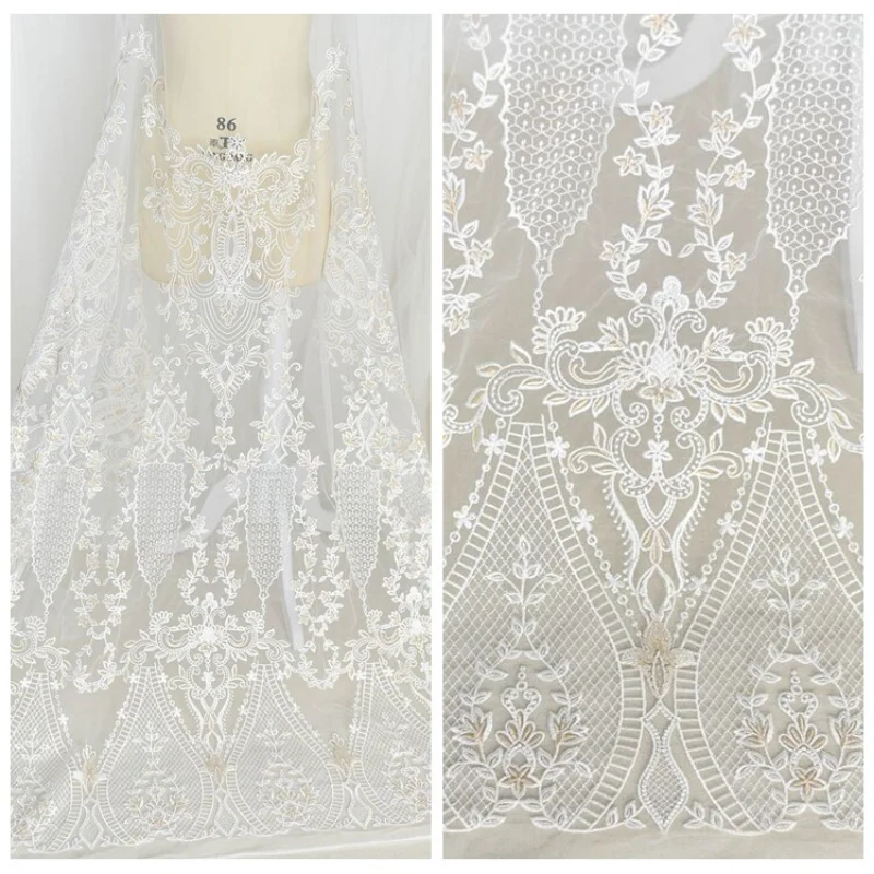 Embroidered Lace Tulle Fabric for DIYsewing Handmade Wedding Dress Veil Garment Accessories Clothing Fashion Material Cloth
Embroidered Lace Tulle Fabric for DIYsewing Handmade Wedding Dress Veil Garment Accessories Clothing Fashion Material Cloth