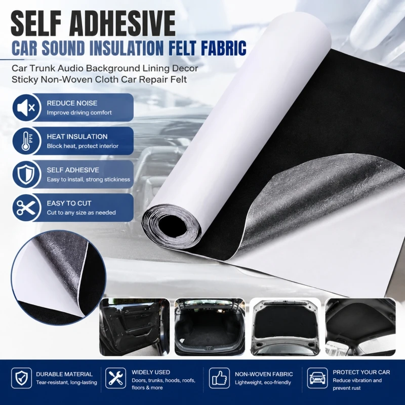 Black Self-adhesive Felt Fabric for Car Interior Upholstery Replacement Renovate Auto Trunk DIY Craft Lining Sticky Felt Cloth
Black Self-adhesive Felt Fabric for Car Interior Upholstery Replacement Renovate Auto Trunk DIY Craft Lining Sticky Felt Cloth