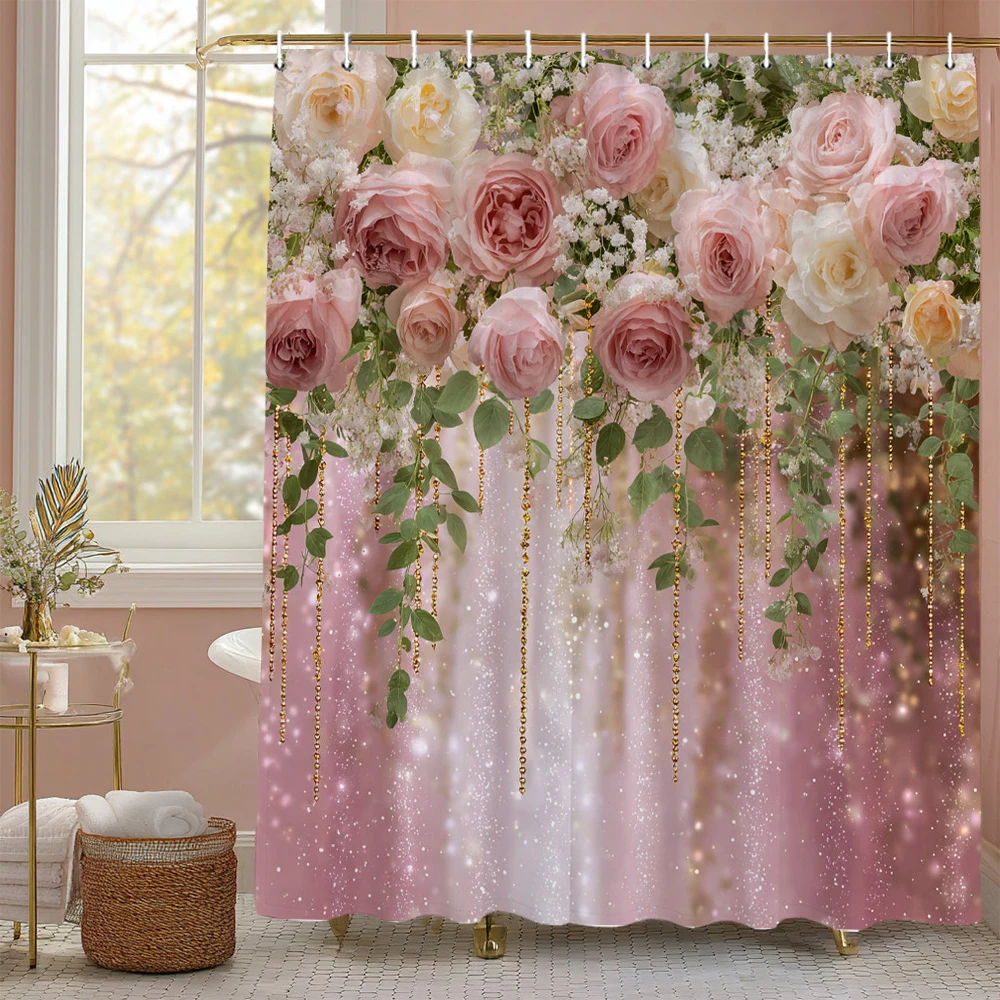 Rose Floral Pink Curtain Shower Curtain,Flowers Bathroom Decorative Shower Curtain, Printed Polyester Curtain with Hooks
Rose Floral Pink Curtain Shower Curtain,Flowers Bathroom Decorative Shower Curtain, Printed Polyester Curtain with Hooks