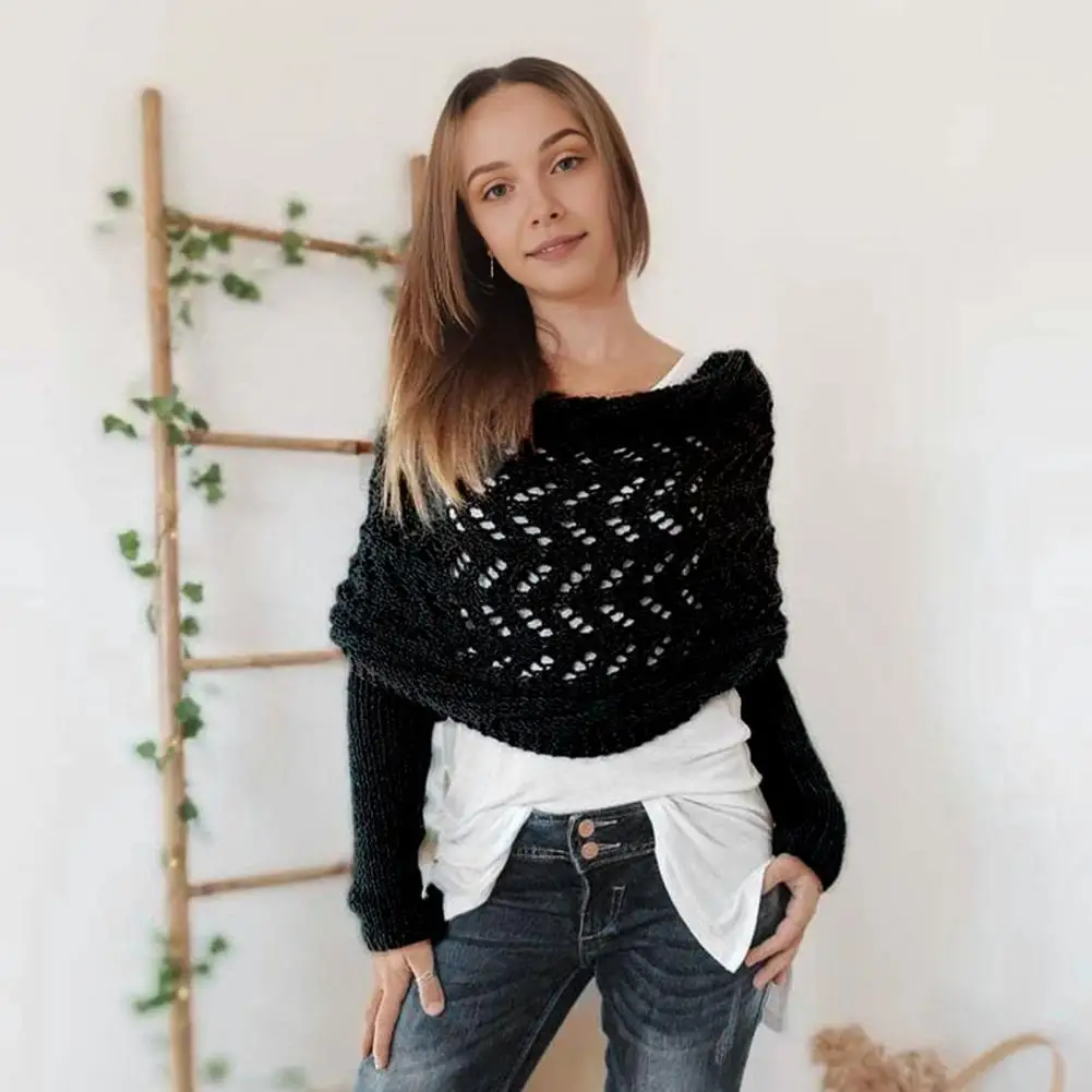 Shawl Scarf With Sleeves Bohemian Style Knitted Cable Wrap Scarf With Sleeves Soft Hollow Crochet Pattern Shawl For Women
Shawl Scarf With Sleeves Bohemian Style Knitted Cable Wrap Scarf With Sleeves Soft Hollow Crochet Pattern Shawl For Women