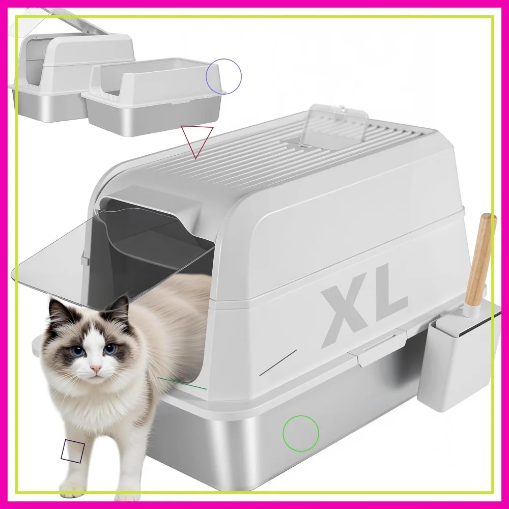 XL Stainless Steel Litter Box with Lid, High Sided Enclosed Metal Pan, Anti Leakage, Easy Clean, Odor Control
XL Stainless Steel Litter Box with Lid, High Sided Enclosed Metal Pan, Anti Leakage, Easy Clean, Odor Control