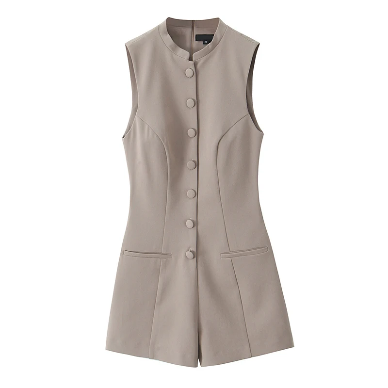 YENKYE 2025 Women Solid O Neck Sleeveless With Buttons Fitted Short Jumpsuit Elegant Romper
YENKYE 2025 Women Solid O Neck Sleeveless With Buttons Fitted Short Jumpsuit Elegant Romper