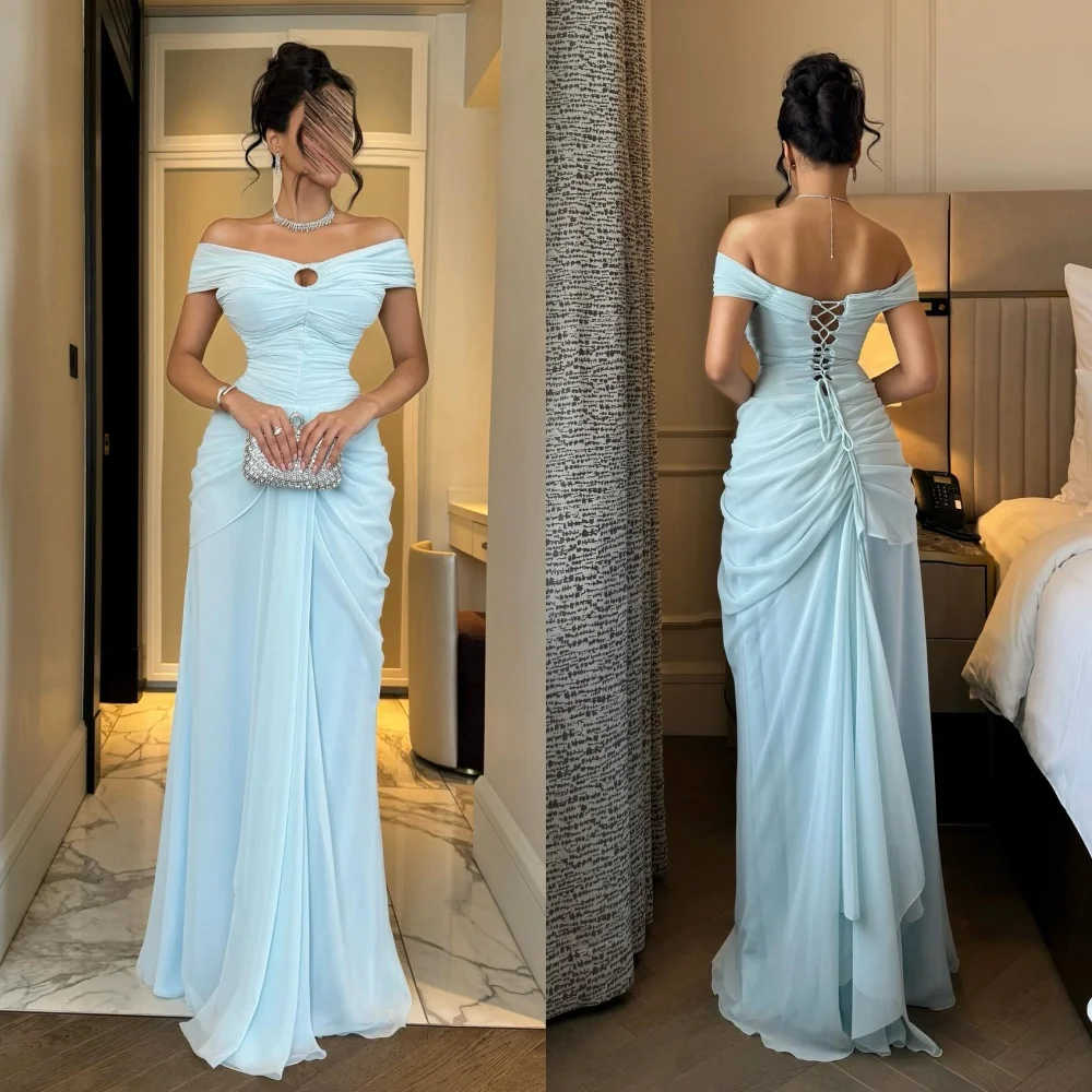 Customized Simple Pastrol Chiffon Pleat Ruched Draped Straight Off-the-shoulder Long Dresses Bespoke Occasion Dresses Exquisite
Customized Simple Pastrol Chiffon Pleat Ruched Draped Straight Off-the-shoulder Long Dresses Bespoke Occasion Dresses Exquisite