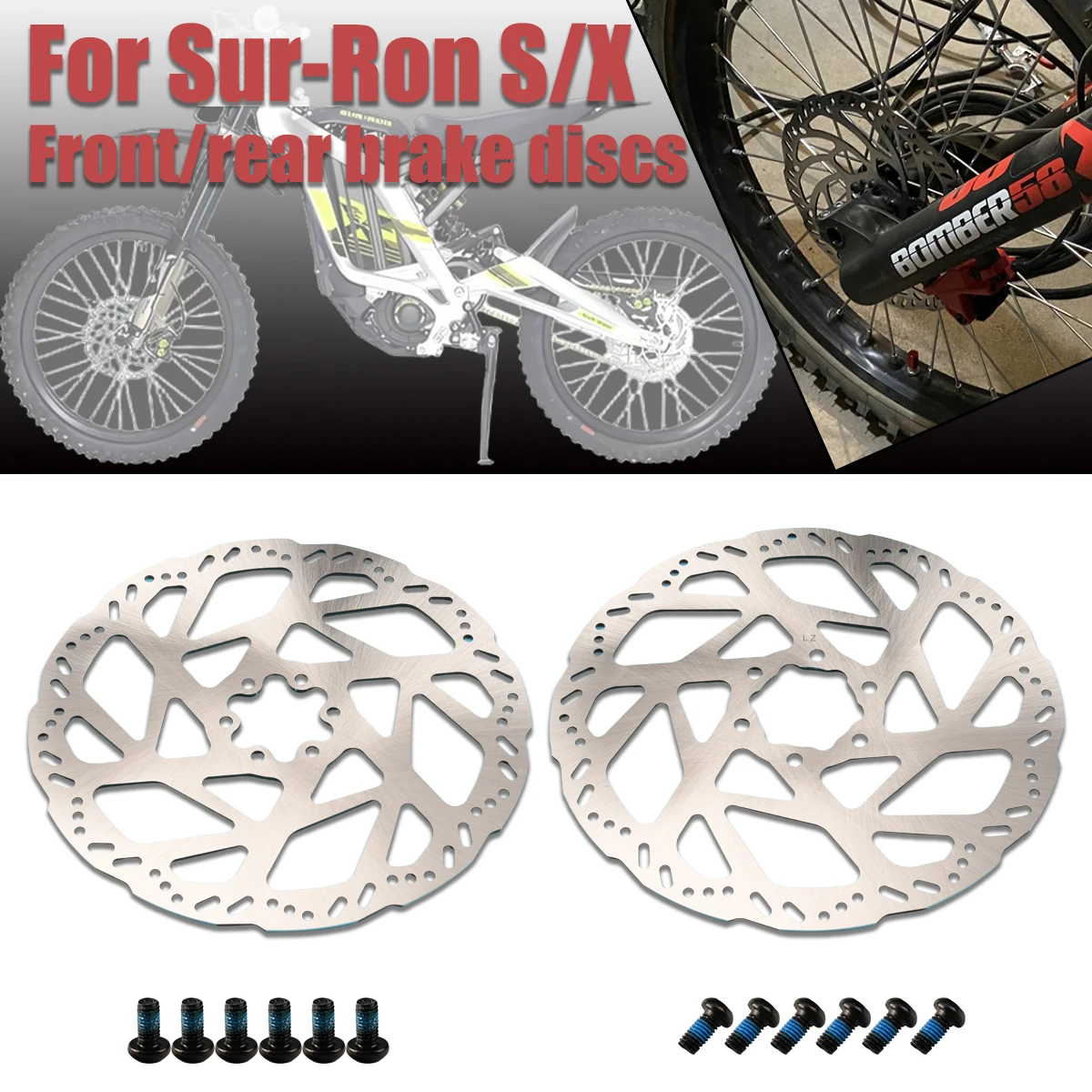 Motorcycle Front and Rear Brake Discs Steel Brake Discs For SURRON Sur Ron Light Bee S X Electric Off-Road Motorcycle Parts
Motorcycle Front and Rear Brake Discs Steel Brake Discs For SURRON Sur Ron Light Bee S X Electric Off-Road Motorcycle Parts