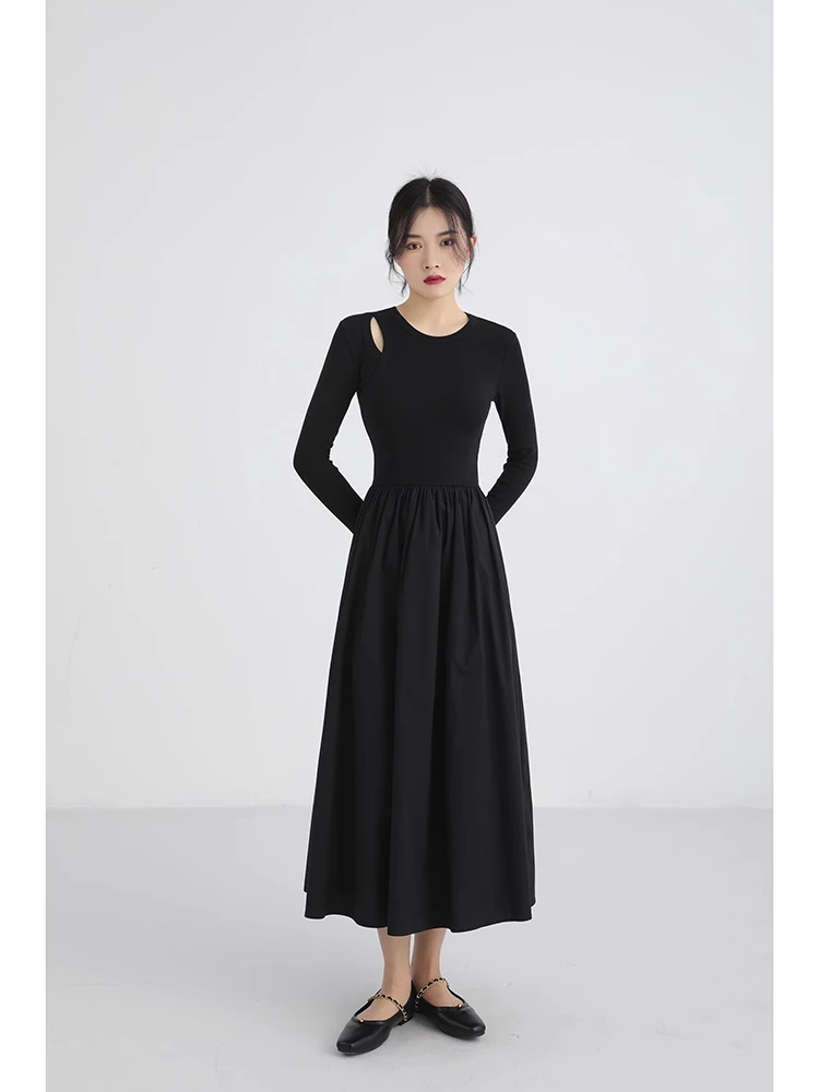Vintage Black Knitted Dress Women Solid color O-neck Slim Long Sleeve A-line Dresses Spring Autumn Lady Streetwear Long Robe
Vintage Black Knitted Dress Women Solid color O-neck Slim Long Sleeve A-line Dresses Spring Autumn Lady Streetwear Long Robe