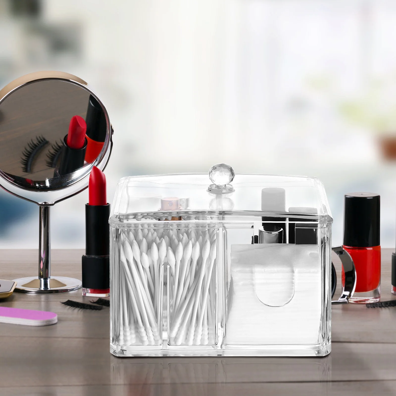 Clear Cotton Pads Organizer Box with Crystal Ball Lid Makeup Storage Container for Cotton Swab Holder Makeup Organizer
Clear Cotton Pads Organizer Box with Crystal Ball Lid Makeup Storage Container for Cotton Swab Holder Makeup Organizer