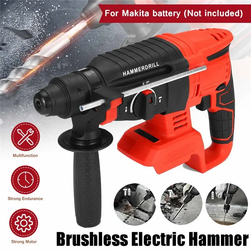 Handheld Brushless Cordless Rotary Hammer Impact Drill Rechargeable Electric Hammer Drill Impact Function for 18V Makita Battery
Handheld Brushless Cordless Rotary Hammer Impact Drill Rechargeable Electric Hammer Drill Impact Function for 18V Makita Battery
