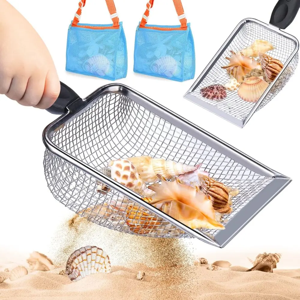 2-Piece Beach Mesh Shovel Set with 2 Mesh Bags for Sand Sifting and Shell Collecting, Ideal for Kids' Beach Play
2-Piece Beach Mesh Shovel Set with 2 Mesh Bags for Sand Sifting and Shell Collecting, Ideal for Kids' Beach Play