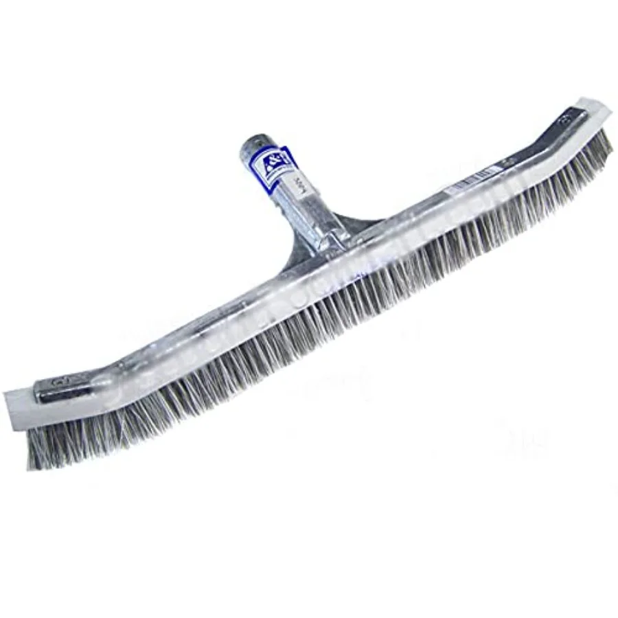 Swimming Pool Wall Brushes with Stainless Steel and Synthetic Bristles, 24-inch Curved End, Silver and Black, Rust-Resistant an
Swimming Pool Wall Brushes with Stainless Steel and Synthetic Bristles, 24-inch Curved End, Silver and Black, Rust-Resistant an