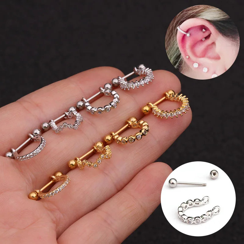 1PC Stainless Steel Stud Earrings Barbell Piercing Ear Clip Hinged Segment Hoops CZ Helix Conch Cartilage Jewelry Wholesale
1PC Stainless Steel Stud Earrings Barbell Piercing Ear Clip Hinged Segment Hoops CZ Helix Conch Cartilage Jewelry Wholesale