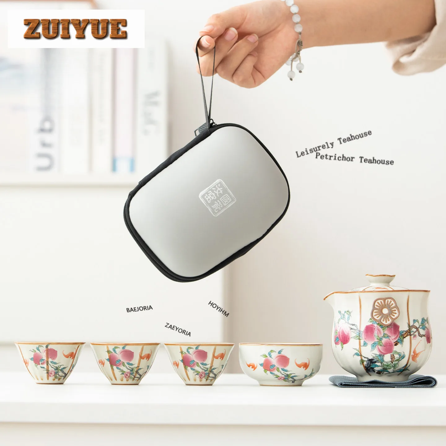 Ru Kiln Hand Painted Peach Travel Tea Set Kit Handmade 1 Pot 4 Cups Tea Maker Organizer Portable Camping Stock Bags Collection
Ru Kiln Hand Painted Peach Travel Tea Set Kit Handmade 1 Pot 4 Cups Tea Maker Organizer Portable Camping Stock Bags Collection