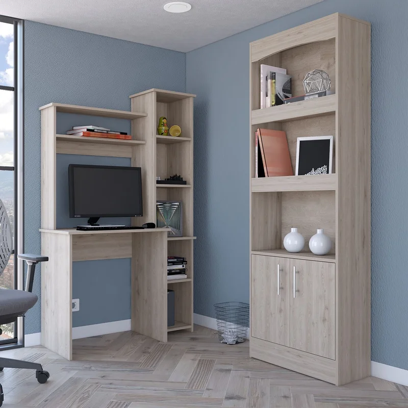 2-Piece Light Gray Office Set: Dozza Bookcase and Aramis Desk
2-Piece Light Gray Office Set: Dozza Bookcase and Aramis Desk