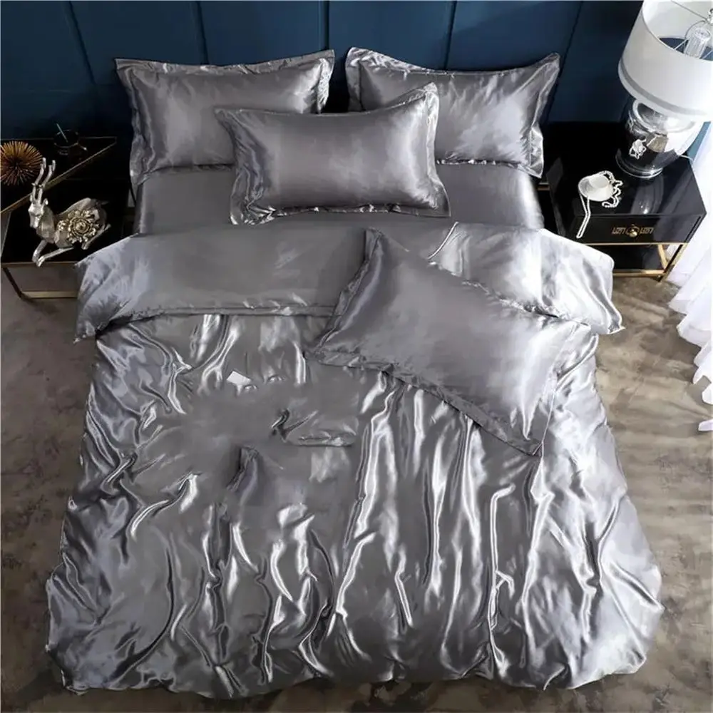 Bedding ,Queen King Bed Set,Bedding our-piece 4Pcs Sot Smooth Satin Bedding Set Luxury Queen King Size Bedding Set Solid Bed She
Bedding ,Queen King Bed Set,Bedding our-piece 4Pcs Sot Smooth Satin Bedding Set Luxury Queen King Size Bedding Set Solid Bed She