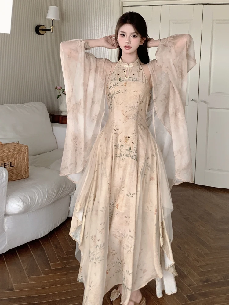 Elegant Chinese Style Printed Dress Waist Cinched Two-Piece Set Zen-Inspired Open Cardigan Long Sleeve Slim Fit Fashionable
Elegant Chinese Style Printed Dress Waist Cinched Two-Piece Set Zen-Inspired Open Cardigan Long Sleeve Slim Fit Fashionable