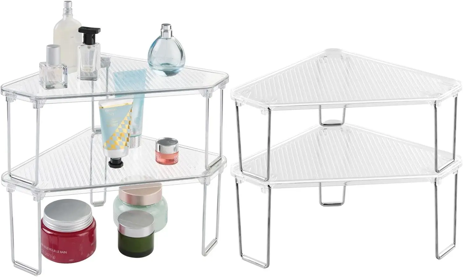 Plastic/Steel Corner Stackable Rack, Storage Organizer Shelf for Bathroom, Vanity, Countertop, Sink, Cabinet, Holds Makeup
Plastic/Steel Corner Stackable Rack, Storage Organizer Shelf for Bathroom, Vanity, Countertop, Sink, Cabinet, Holds Makeup