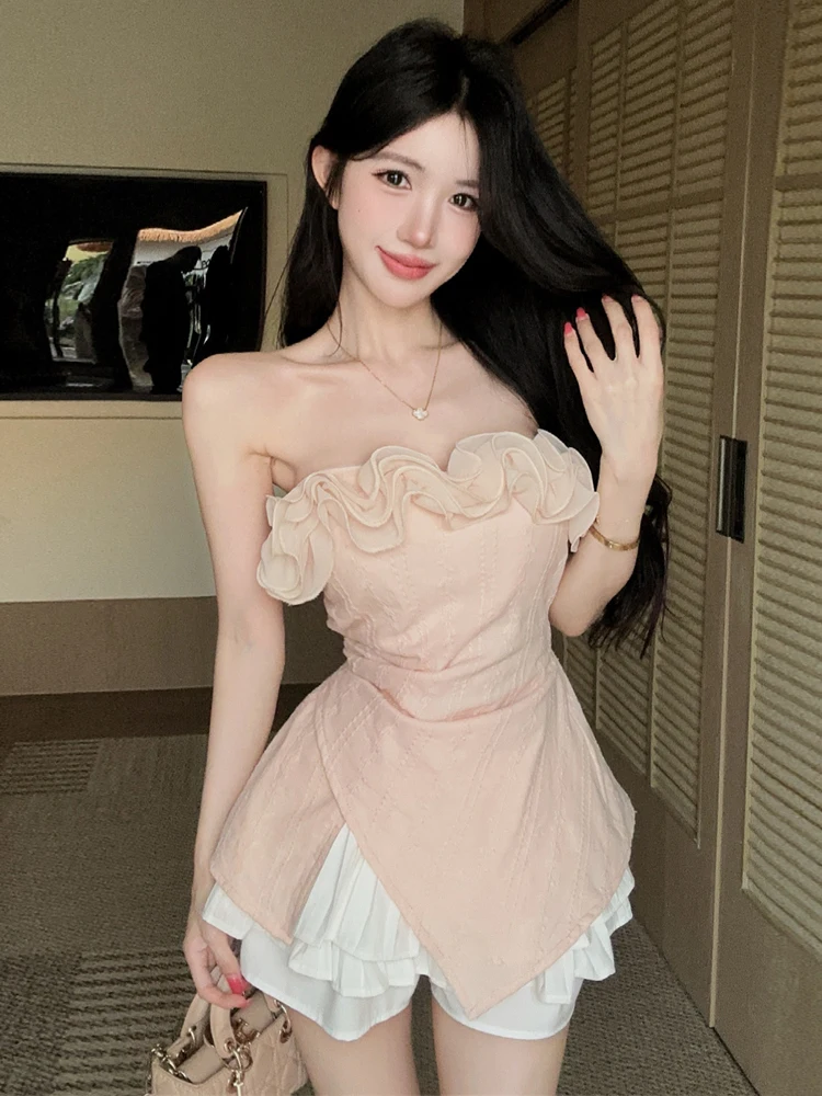 Sexy Slim Fit Design Side Slit High Waist Tulle Trim Crop Top Vest Half Skirt Set Women's Fashion Casual Wear Summer 2026
Sexy Slim Fit Design Side Slit High Waist Tulle Trim Crop Top Vest Half Skirt Set Women's Fashion Casual Wear Summer 2026
