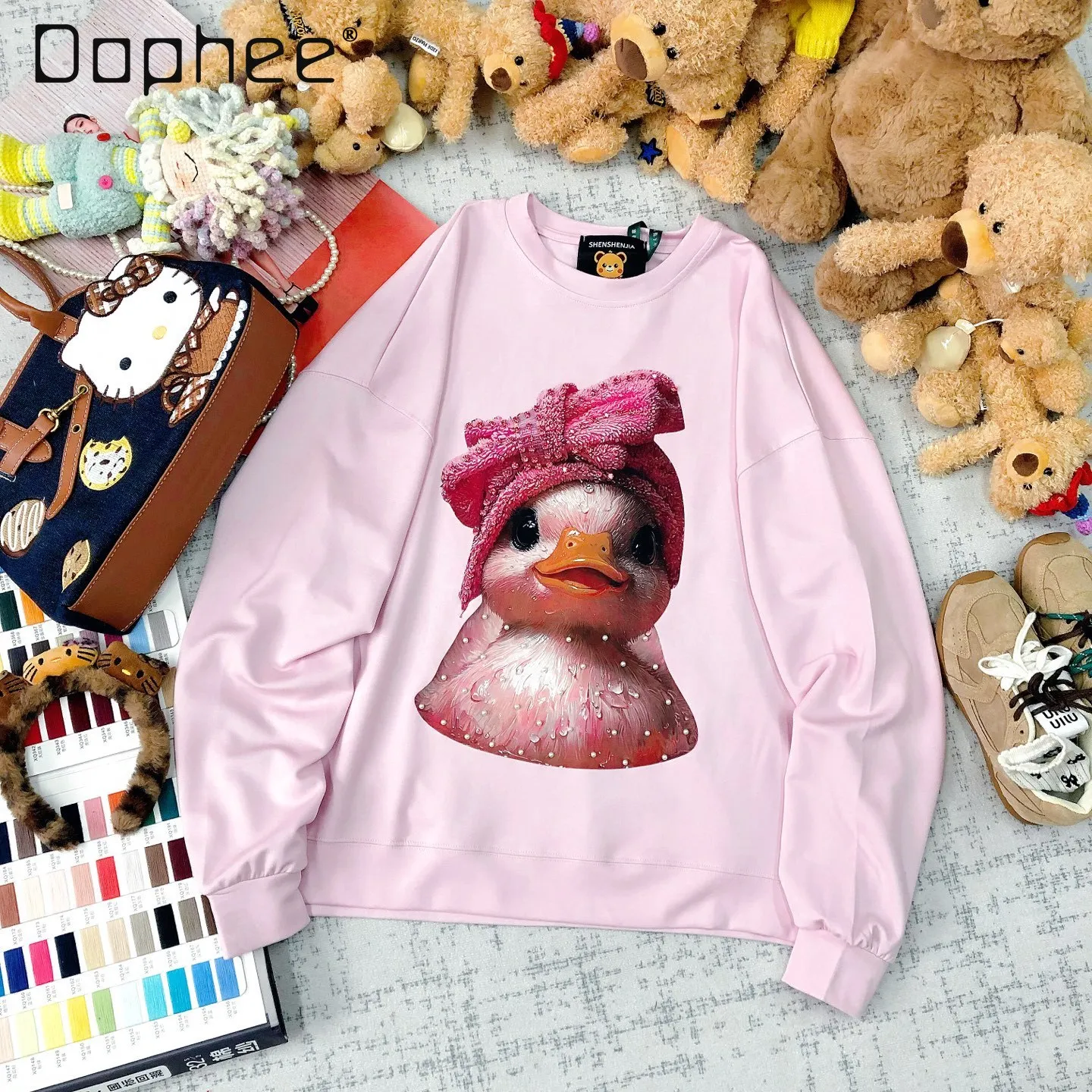 Early Autumn New Retro Trendy High Street Duck Print Bead Printing Loose Casual Crew Neck Sweatshirts Women Anime Hoodie 
Early Autumn New Retro Trendy High Street Duck Print Bead Printing Loose Casual Crew Neck Sweatshirts Women Anime Hoodie