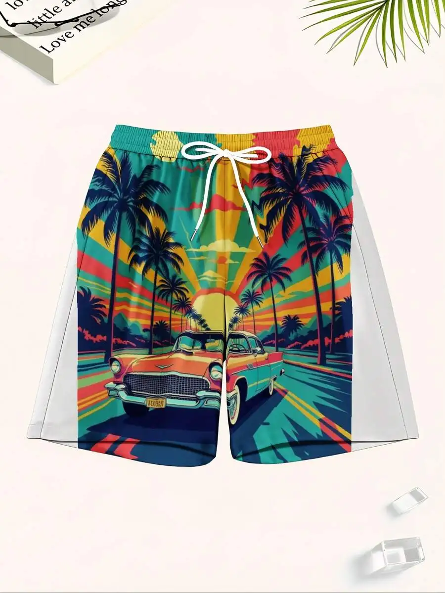 Mens Tropical Palm Tree Sunset Vintage Car Print Quick Dry Beach Shorts For Summer Vacation Pool Party
Mens Tropical Palm Tree Sunset Vintage Car Print Quick Dry Beach Shorts For Summer Vacation Pool Party