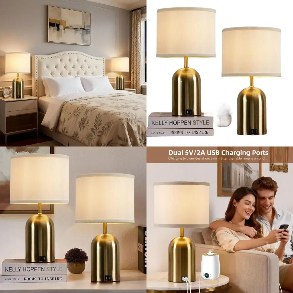 Set of 2 Modern Gold Touch Control Table Lamps with USB Ports for Bedroom, Living Room, and Office
Set of 2 Modern Gold Touch Control Table Lamps with USB Ports for Bedroom, Living Room, and Office