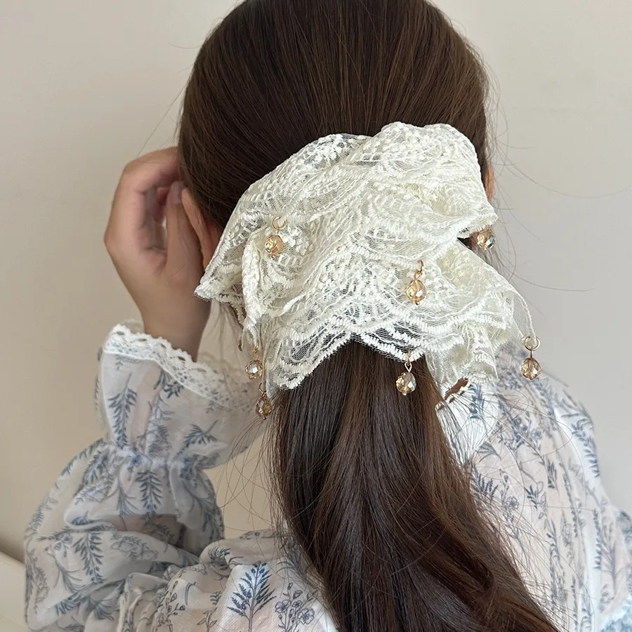 White Lace Scrunchie French Style Sweet Ponytail Holder for Women Back Head Home Party
White Lace Scrunchie French Style Sweet Ponytail Holder for Women Back Head Home Party